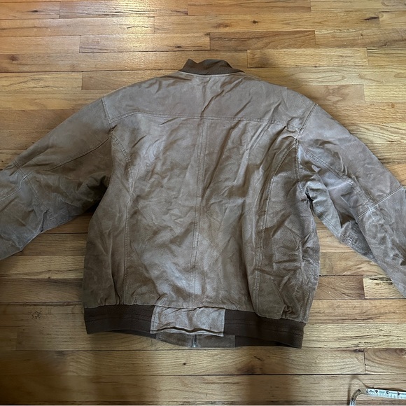 Croft & Barrow Genuine Leather Suede Bomber Winter Jacket Tan Men's Size L - Picture 9 of 12